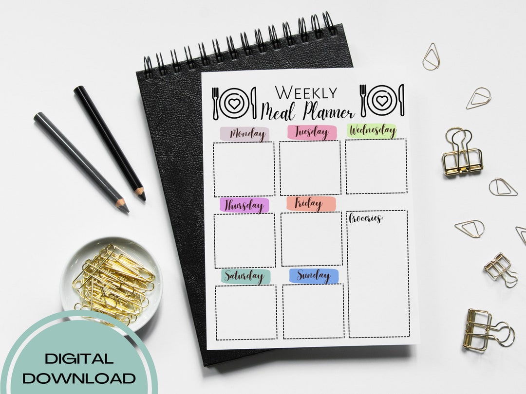 Printable Weekly Meal Planner | Weekly Meal Planner Instant Download - Etsy