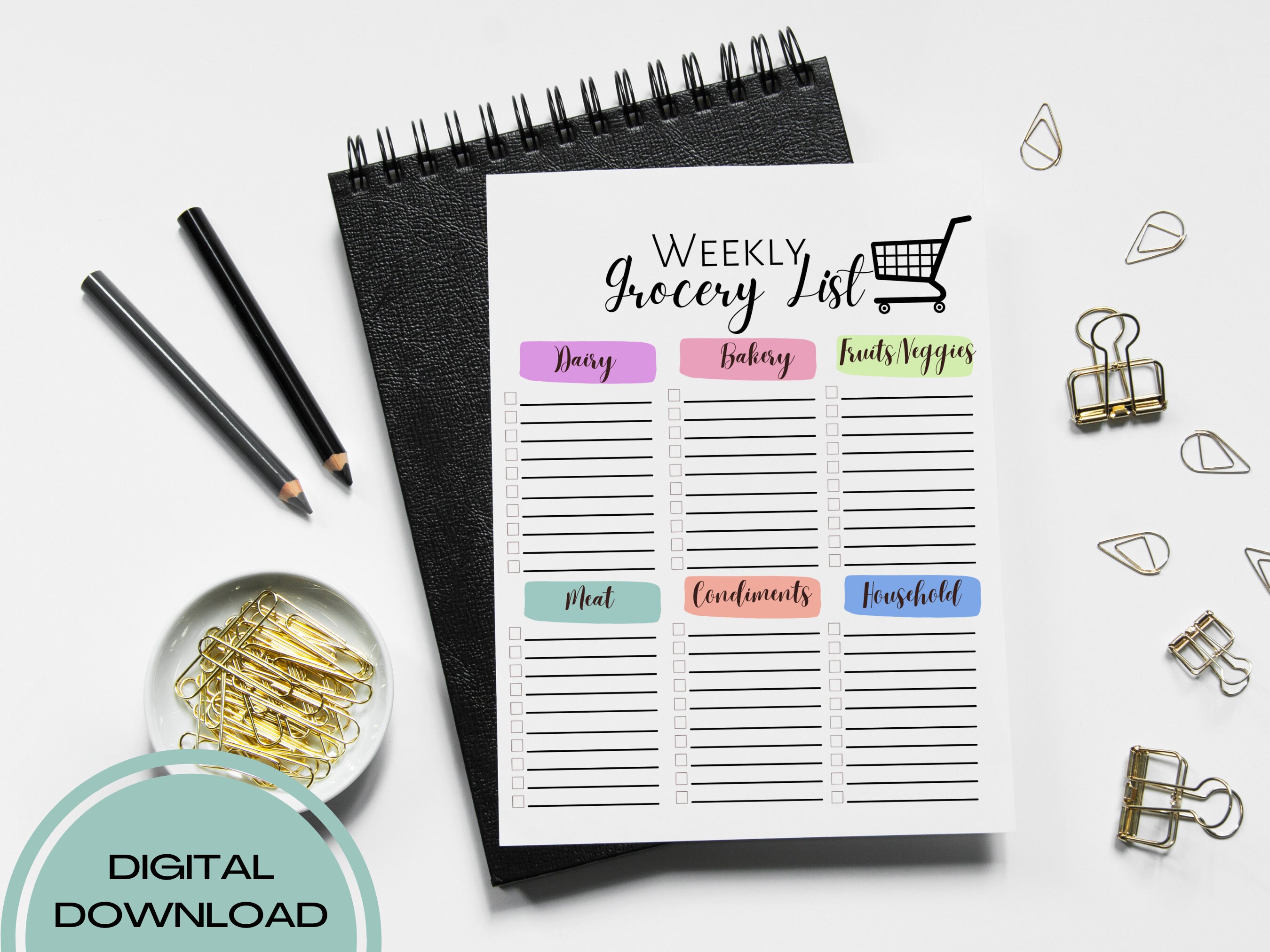 Printable Shopping List, Meal Planner, and Recipe Card Shopping List ...