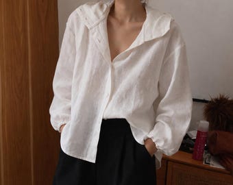 Handmade Hemp Sun Shirt for Women | 180 GSM Breathable Beach Cover Up, Long Sleeve Oversized Linen Alternative, Sustainable Vacation Blouse