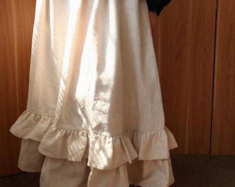 Handmade Linen Ruffle Skirt: A-Line Maxi with Pockets