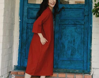 Minimalist Cotton Nightgown, Loose Lounge Dress, vintage Sleep Dress, Oversized Homewear