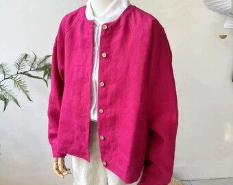 Unsex handmade Linen Jacket, Designer Linen Blazer, Minimalist Outerwear,  Custom Elegant Casual Layering Coat