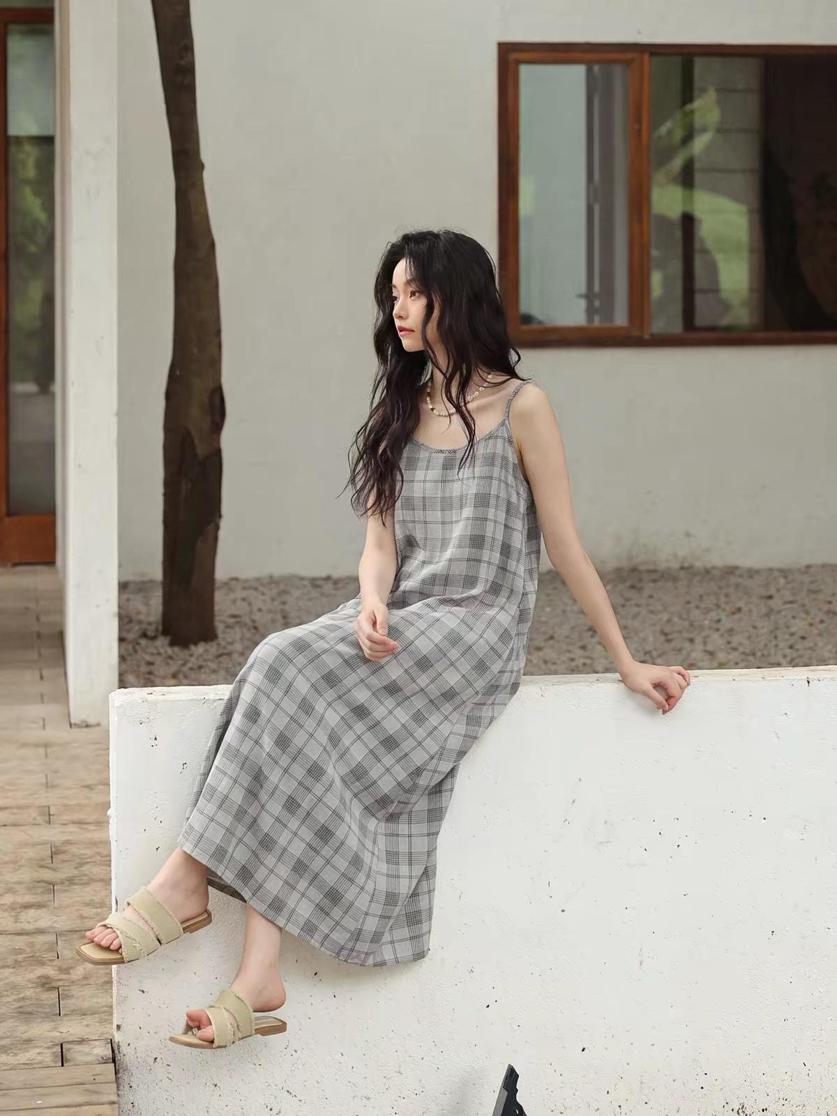grey and white plaid dress Checkered Collusion multi channel