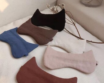 Cat-Ear Shape Linen Sleep Mask with Pouch, Adjustable Eye Cover, Sensitive Sleepers Favor
