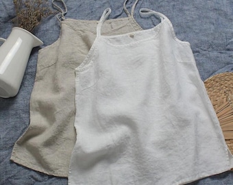 Linen Camisole Top, Summer Cami Adjustable Strap, Minimal Linen Tank, Basic  Shirt