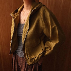 Handmade Linen Hooded Jacket, Flax Zip-Up Hoodie, Casual Bomber Style Outerwear, Minimalist Travel Jacket Avocado