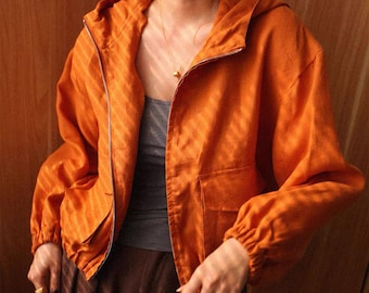 Handmade Linen Hooded Jacket, Flax Zip-Up Hoodie, Casual Bomber Style Outerwear, Minimalist Travel Jacket