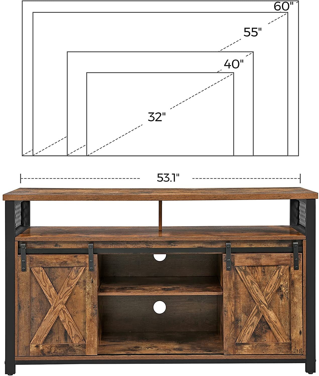 Industrial Rustic Sliding Barn Doors TV TV Stand Etsy