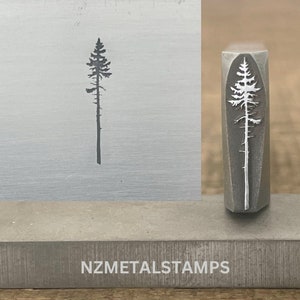 Tall Tree Metal Stamp, Pine Tree Steel Stamp, Tree Design Stamp