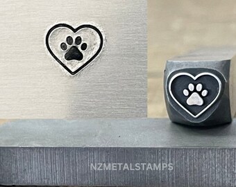 Paw and Heart Metal Stamp, Steel Stamp, Design Stamp