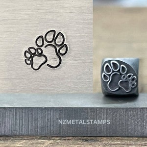 Doppelpfote Metallstempel, Pfote Stahlstempel, Hundepfote Katzenpfote Design Stempel