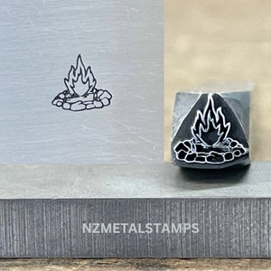 Campfire Metal Stamp, Camping Steel Stamp, Fire Design Stamp