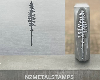 Tall Tree Metal Stamp, Pine Tree Steel Stamp, Tree Design Stamp