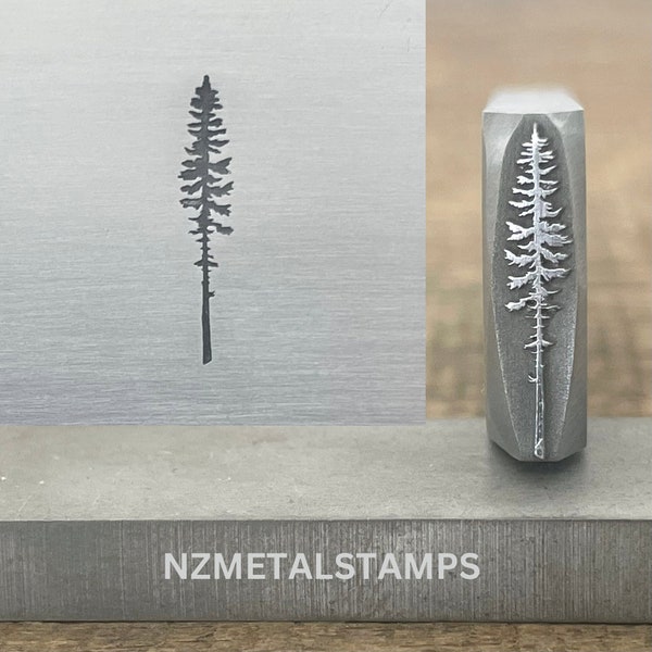 Tall Tree Metal Stamp, Pine Tree Steel Stamp, Tree Design Stamp