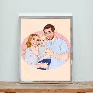 Benutzerdefinierte Familienporträt Illustration, Paar Porträt, personalisiertes Familien Porträt, niedliches benutzerdefiniertes Familien Cartoon Poster, Familien Weihnachtskarte