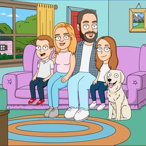 GRANDE VENTE ! Portrait de dessin animé personnalisé Family Guy, cadeau Family Guy personnalisé, portrait de famille dessin animé, cadeau fête des pères, cadeau fête des mères
