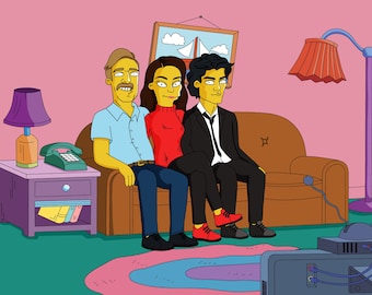 BIG SALE! Custom Yellow Character FAMILY Portraits, Simpsons Portrait, Family Illustration, Family Portrait, Simpsons Fathers Day Gift