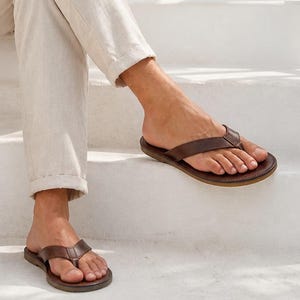 Handgemaakte unisex leren teenslippers voor dames en heren, unisex leren sandalen met bandjes, teenslippers voor de zomervakantie, boho strandkleding