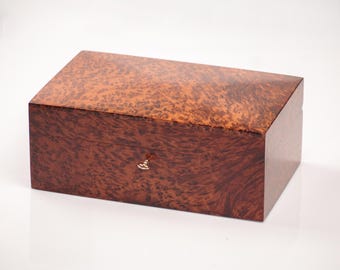 Portagioie in legno personalizzato, in radica di Thuya, organizer e contenitore per gioielli, piccolo tesoro segreto, scatola incisa, regalo di Natale, idee regalo