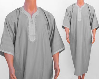 Handmade Moroccan Thobe | Cotton Kaftan for Men | Tunic Dress for Eid | Ramadan & Nikah | Elegant Modest Wear | Eid Gift Idea, Jubba Gandoura