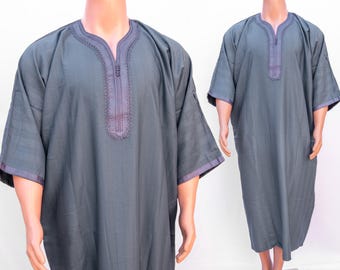 Handmade Moroccan Thobe | Cotton Kaftan for Men | Tunic Dress for Eid | Ramadan & Nikah | Elegant Modest Wear | Eid Gift Idea, Jubba Gandoura
