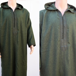 Handcrafted Moroccan Wool Djellaba, Cozy Traditional Hooded Outerwear for ramadan for eid Handmade kaftan long dress with hood winter dress