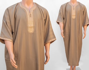 Handmade Moroccan Thobe | Cotton Kaftan for Men | Tunic Dress for Eid | Ramadan & Nikah | Elegant Modest Wear | Eid Gift Idea, Jubba Gandoura