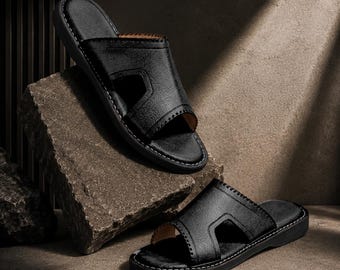 Handmade Leather Flip Flop sandals For Mens, Moroccan Leather Thongs Sandals,Flip Flop for Summer Holidays,Boho Beach Wear, comfort sandals