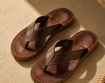 Handmade Unisex Leather Flip Flop sandals For Men's and Women's, unisex Leather Thongs Sandals,Flip Flop for Summer Holidays,Boho Beach Wear