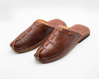Handmade Leather Babouche For Men's, antique Moroccan Leather Babouche-Aladdin babouche gift-Barefoot Babouche-Gift for Him-Fathers Day Gift
