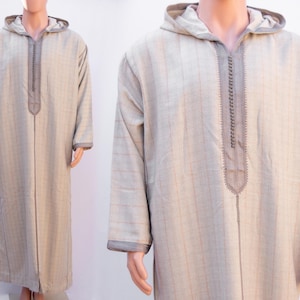 Handcrafted Moroccan Wool Djellaba, Cozy Traditional Hooded Outerwear for ramadan for eid Handmade kaftan long dress with hood winter dress