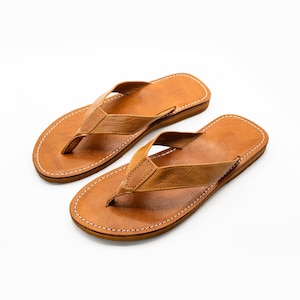 Handgemaakte unisex leren teenslippers voor dames en heren, unisex leren sandalen met bandjes, teenslippers voor de zomervakantie, boho strandkleding