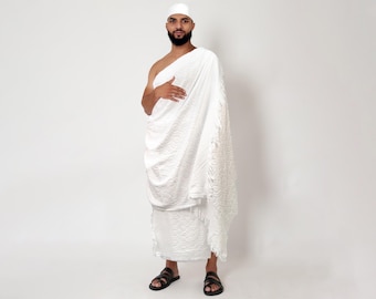 Ihram Towel Set for Hajj - Umrah + Belt,100% Cotton Breathable,2 Piece Adult Size- Tasbeeh, Bath Towel & Bathrobe, ihram set, Fast Shipping.