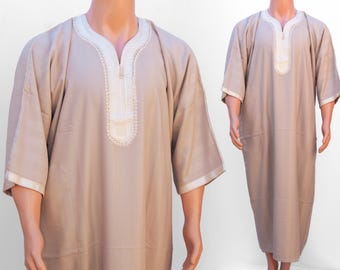 Handmade Moroccan Thobe | Cotton Kaftan for Men | Tunic Dress for Eid | Ramadan & Nikah | Elegant Modest Wear | Eid Gift Idea, Jubba Gandoura