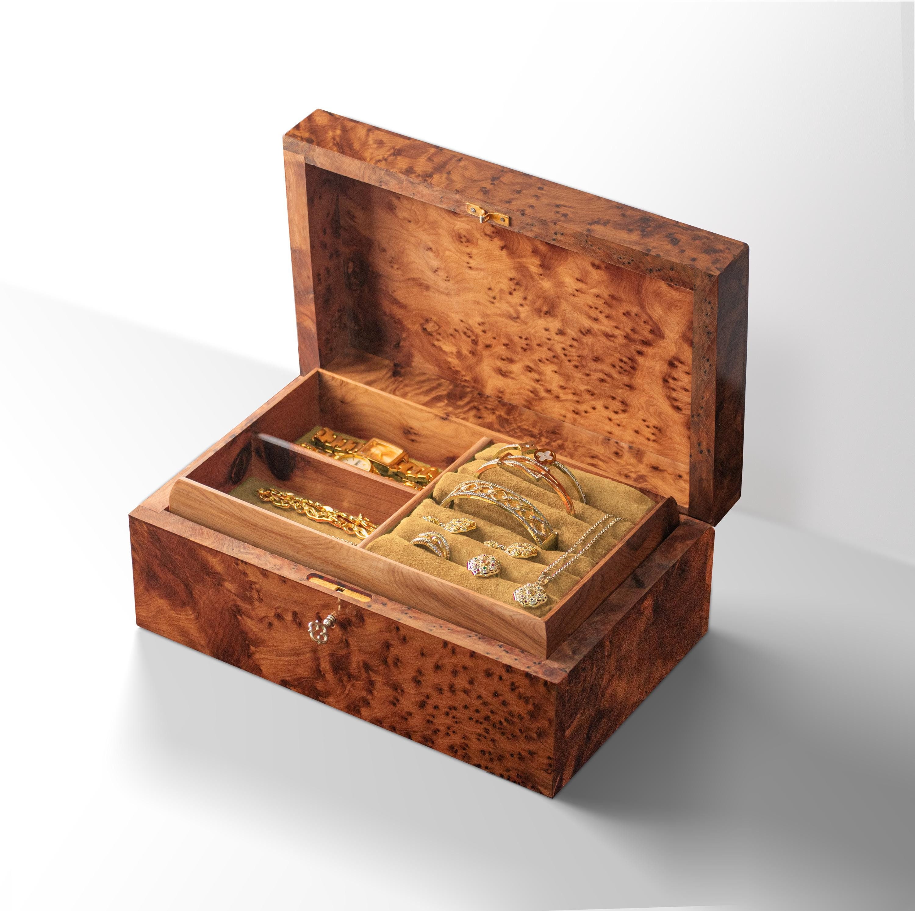 ELLDOO Scatola Decorativa In Legno Pelle PU Per Gioielli E