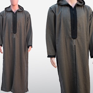 Handcrafted Moroccan Wool Djellaba, Cozy Traditional Hooded Outerwear for ramadan for eid Handmade kaftan long dress with hood winter dress
