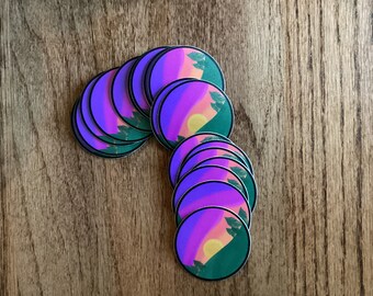 Sunset Sticker - 2 inch circle printed on waterproof matte vinyl