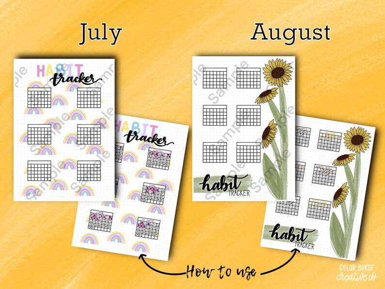 Habit Tracker Bundle - 12 Printable Monthly Habit Tackers - Full Year ...