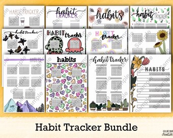 Printable Habit Tracker Bundle: Monthly A5 Journal Pages (PDF Download)