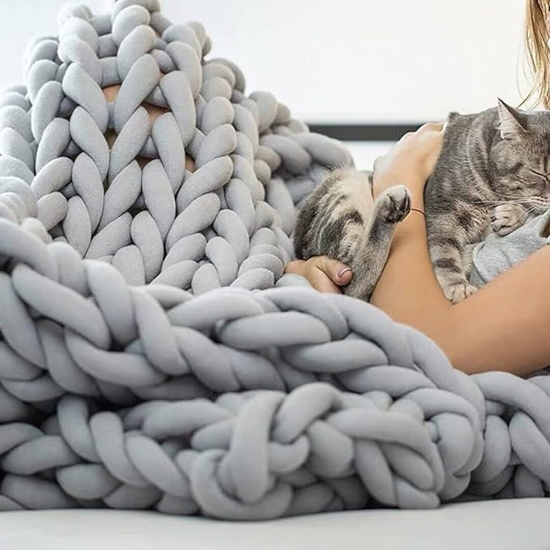 Chunky Knit Blanket Chunky Cotton Throw Blanket Chunky Blanket Etsy UK