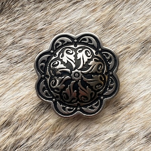 Horseshoe Brand Black and Silver Stainless Steel  Concho, Tack Making Hardware, Leather Crafting Concho, Black Western Concho