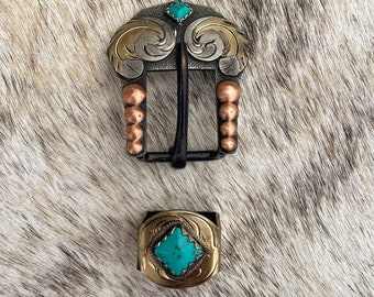 Copper Stone 3/4" Buckle - Western Buckle - Leather Buckle