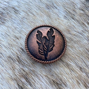 Copper Feather Concho, Leather Making Concho, Western Concho, Tack Making Concho, Feather Concho, Replacement Concho