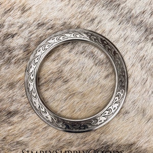 Horse Shoe Brand Silver Center Plate, Jeremiah Watt Hardware, Breast Collar Ring, Stainless Steel, Tack Making Hardware