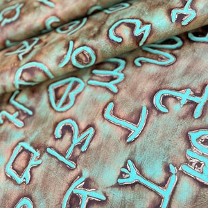 Teal Branded Leather, Tack Making Leather, Crafting Leather, Cowhide Leather, Cowboy Brands Leather