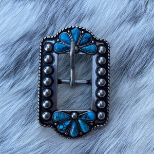 Turquoise Flower Buckle 5/8&quot;, 3/4&quot;, and 1&quot;, Buckle, Flower Buckle, Tack Buckle