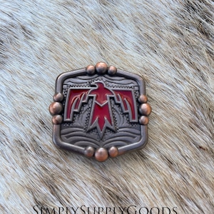 Antique Red Thunderbird Concho, Leather Hardware, Western Concho, Replacement Concho, Leather Crafting Concho