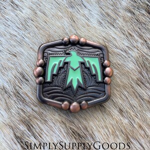 Turquoise Thunderbird Square Concho - Leather Making - Western Concho