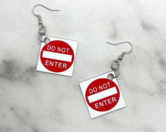 Do Not Enter Traffic Sign Earrings