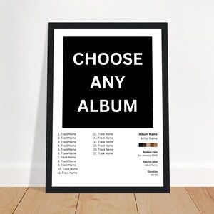 Personalisiertes Musikposter - Wählen Sie ein beliebiges Album | Album Cover Wall Art | Tracklist Musik Print | Digitaler Download | Moderne Rap Dekor Vinyl